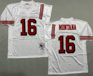 Men's San Francisco 49ers #16 Joe Montana White Alternate 1989 Throwback Jersey