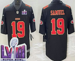 Men's San Francisco 49ers #19 Deebo Samuel Limited Black Fashion LVIII Super Bowl Vapor Jersey