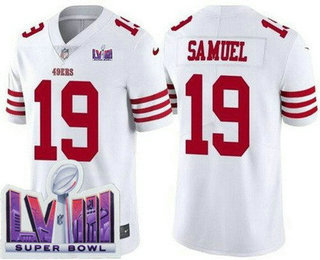 Men's San Francisco 49ers #19 Deebo Samuel Limited White LVIII Super Bowl Vapor Jersey