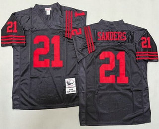 Men's San Francisco 49ers #21 Deion Sanders Black 1994 Throwback Jersey