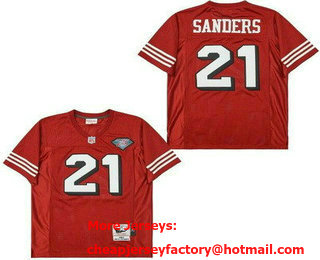 Men's San Francisco 49ers #21 Deion Sanders Red 75th 1994 Throwback Jersey