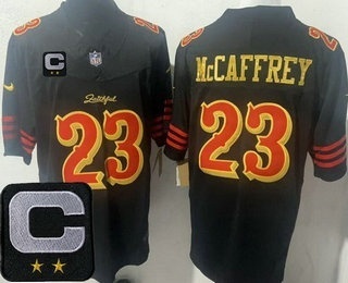 Men's San Francisco 49ers #23 Christian McCaffrey Limited Black Rivalries Captain Patch FUSE Vapor Jersey