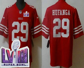 Men's San Francisco 49ers #29 Talanoa Hufanga Limited Red LVIII Super Bowl Vapor Jersey