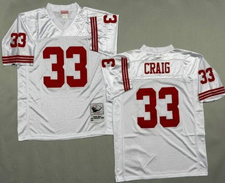Men's San Francisco 49ers #33 Roger Craig White Throwback Jersey