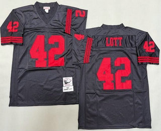 Men's San Francisco 49ers #42 Ronnie Lott Black 1989 Throwback Jersey