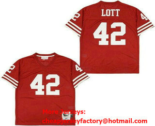 Men's San Francisco 49ers #42 Ronnie Lott Red Throwback Jersey