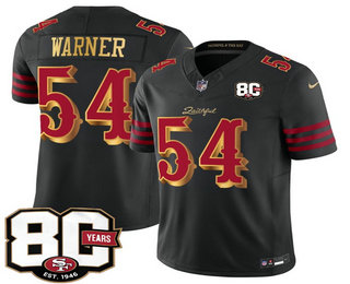 Men's San Francisco 49ers #54 Fred Warner Limited Black 80th Anniversary Rivalries FUSE Vapor Jersey