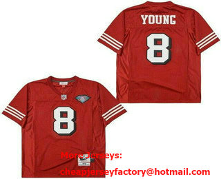 Men's San Francisco 49ers #8 Steve Young Red 75th 1994 Throwback Jersey