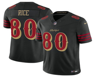 Men's San Francisco 49ers #80 Jerry Rice Black 2025 FUSE Rivalries Vapor Limited Stitched Jersey