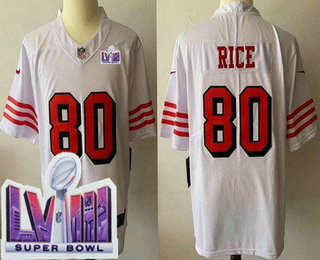 Men's San Francisco 49ers #80 Jerry Rice Limited White Throwback LVIII Super Bowl Vapor Jersey