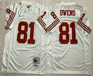 Men's San Francisco 49ers #81 Terrell Owens White 1990 Throwback Jersey