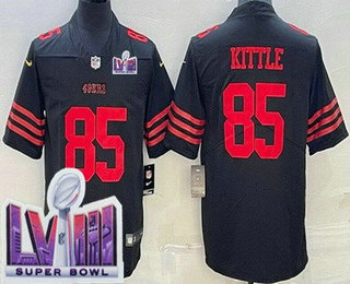 Men's San Francisco 49ers #85 George Kittle Limited Black LVIII Super Bowl Vapor Jersey