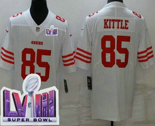 Men's San Francisco 49ers #85 George Kittle Limited White LVIII Super Bowl Vapor Jersey