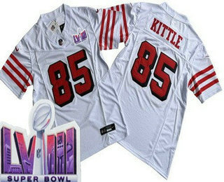 Men's San Francisco 49ers #85 George Kittle Limited White Throwback FUSE LVIII Super Bowl Vapor Jersey