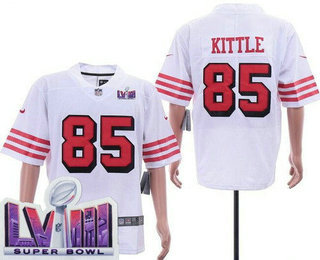 Men's San Francisco 49ers #85 George Kittle Limited White Throwback LVIII Super Bowl Vapor Jersey
