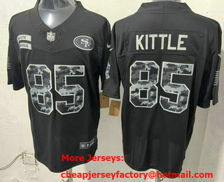Men's San Francisco 49ers #85 George kittle Limited Black FUSE 2026 Salute To Service Jersey