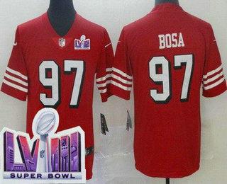 Men's San Francisco 49ers #97 Nick Bosa Limited Red Throwback LVIII Super Bowl Vapor Jersey