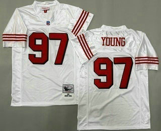 Men's San Francisco 49ers #97 Steve Young White Alternate 1994 Throwback Jersey