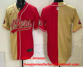 Men's San Francisco 49ers Blank Gold Red Split Stitched Jersey