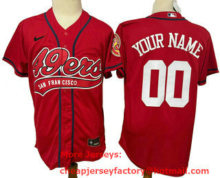 Men's San Francisco 49ers Custom Red Stitched Cool Base Nike Baseball Jersey