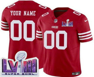 Men's San Francisco 49ers Customized Limited Red LVIII Super Bowl FUSE Vapor Jersey