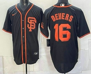 Men's San Francisco Giants #16 Rafael Devers Black Cool Base Jersey