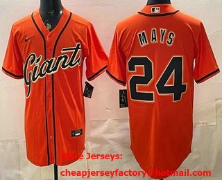 Men's San Francisco Giants #24 Willie Mays Orange Stitched Jersey