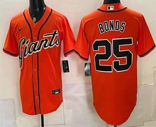 Men's San Francisco Giants #25 Barry Bonds Orange Cool Base Stitched Jersey