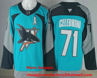 Men's San Jose Sharks #71 Macklin Celebrini Teal Alternate Authentic Jersey