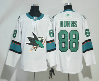 Men's San Jose Sharks #88 Brent Burns White 2017-2018 Hockey Stitched NHL Jersey