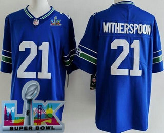 Men's Seattle Seahawks #21 Devon Witherspoon Limited Blue Super Bowl LX Vapor Jersey