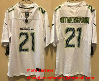 Men's Seattle Seahawks #21 Devon Witherspoon Limited White Fashion Vapor Jersey