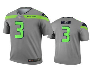 Men's Seattle Seahawks #3 Russell Wilson Gray Inverted Legend Jersey