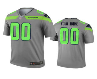 Men's Seattle Seahawks Custom Gray Inverted Legend Jersey