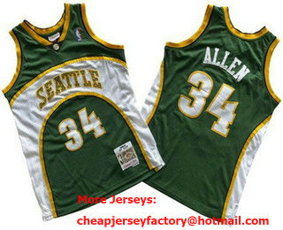 Men's Seattle Sonics #34 Ray Allen Green 2006 Throwback Swingman Jersey