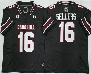 Men's South Carolina Fighting Gamecocks #16 LaNorris Sellers Limited Black FUSE College Football Jersey