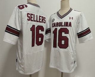 Men's South Carolina Gamecocks #16 LaNorris Sellers White College Football Jersey