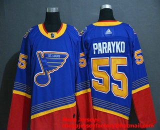 Men's St. Louis Blues #55 Colton Parayko Blue Adidas Stitched NHL Throwback Jersey