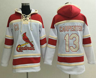 Men's St. Louis Cardinals #13 Matt Carpenter White Sawyer Hooded Sweatshirt MLB Hoodie