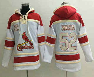 Men's St. Louis Cardinals #52 Michael Wacha White Sawyer Hooded Sweatshirt MLB Hoodie