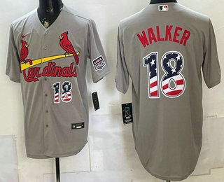 Men's St Louis Cardinals #18 Jordan Walker Grey USA 250 Fourth of July Stitched Jersey