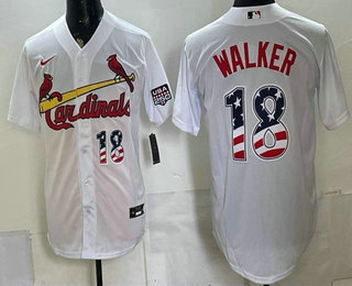 Men's St Louis Cardinals #18 Jordan Walker White USA 250 Fourth of July Stitched Jersey