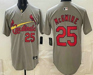 Men's St Louis Cardinals #25 Mark McGwire Grey Cool Base Jersey