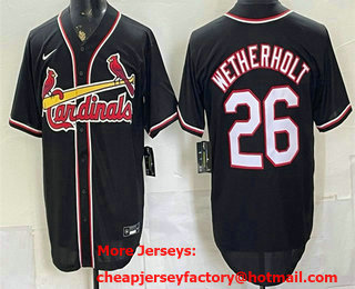 Men's St Louis Cardinals #26 JJ Wetherholt 2026 Black Fashion Cool Base Jersey