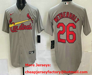 Men's St Louis Cardinals #26 JJ Wetherholt Grey Cool Base Jersey