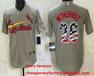 Men's St Louis Cardinals #26 JJ Wetherholt Grey USA 250 Fourth of July Stitched Jersey