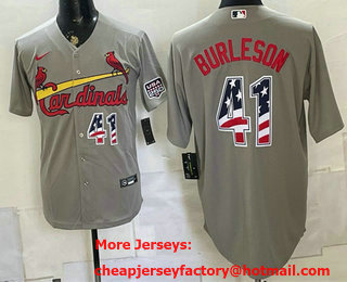 Men's St Louis Cardinals #41 Alec Burleson Grey USA 250 Fourth of July Stitched Jersey