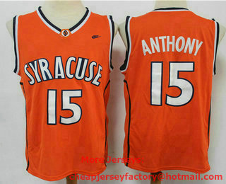 Men's Syracuse Orange #15 Camerlo Anthony Orange College Basketball Nike Jersey