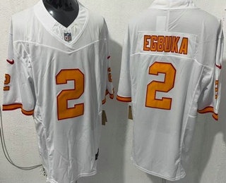 Men's Tampa Bay Buccaneers #2 Emeka Egbuka Limited White Throwback FUSE Vapor Jersey