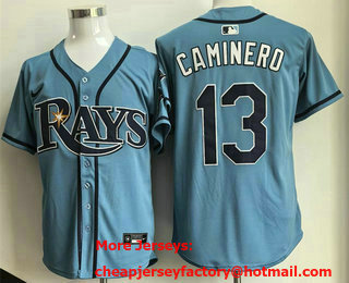 Men's Tampa Bay Rays #13 Junior Caminero Blue Limited Jersey